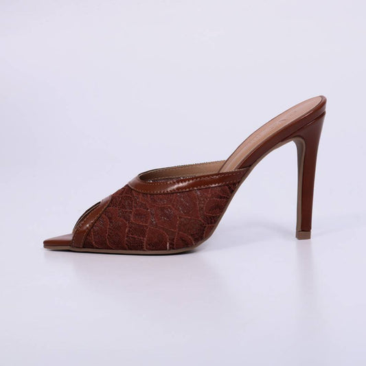 Sara – Mule Feminino Tela Rendada Salto Fino New Whisk