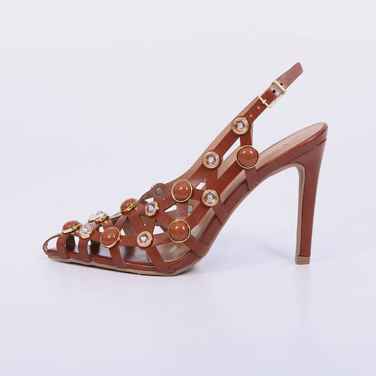 Kim – Slingback Feminino Vazado com Aplicações e Salto Fino New Whisk