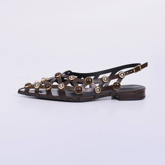 Cindy – Slingback Feminina com Aplicações e Pedrarias Rocha