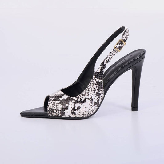 Tali – Slingback Feminino Peep Toe Texturizado Salto Fino Branco