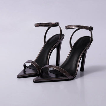 Lara – Sandália Feminina Slingback Salto Alto Cinza