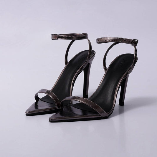 Lara – Sandália Feminina Slingback Salto Alto Cinza
