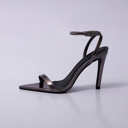 Lara – Sandália Feminina Slingback Salto Alto Cinza