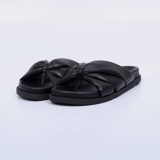 Talia – Papete Feminino Slide Laço Puffy Preto