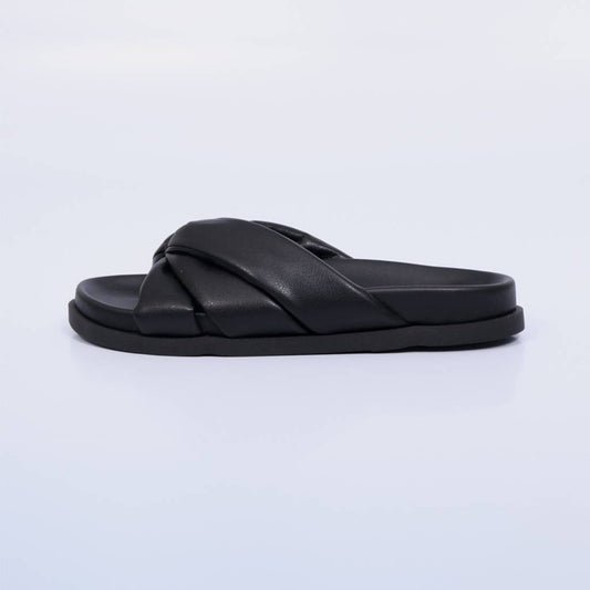 Talia – Papete Feminino Slide Laço Puffy Preto
