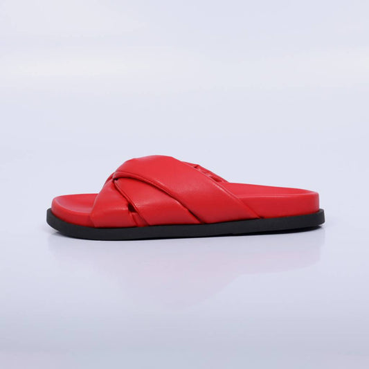 Talia – Papete Feminino Slide Laço Puffy Vermelho