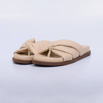 Talia – Papete Feminino Slide Laço Puffy Nude