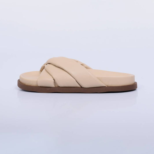 Talia – Papete Feminino Slide Laço Puffy Nude