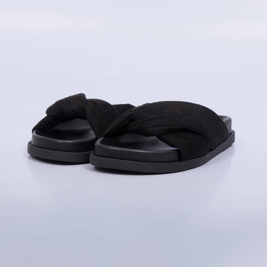Liz – Papete Feminina Tiras Cruzadas Acolchoadas Preto