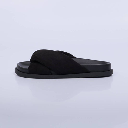 Liz – Papete Feminina Tiras Cruzadas Acolchoadas Preto