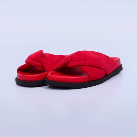 Liz – Papete Feminina Tiras Cruzadas Acolchoadas Vermelho