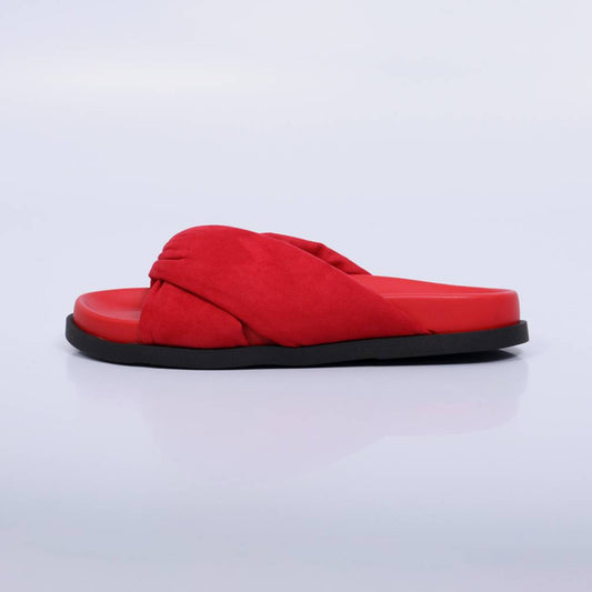 Liz – Papete Feminina Tiras Cruzadas Acolchoadas Vermelho