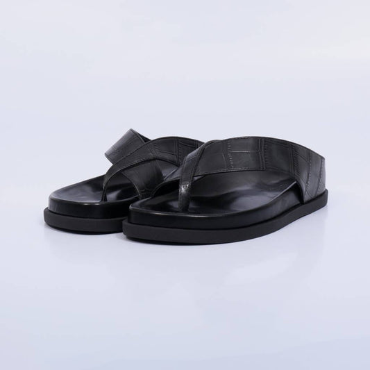Bali – Chinelo Feminino Slide de Dedo Texturizado Preto