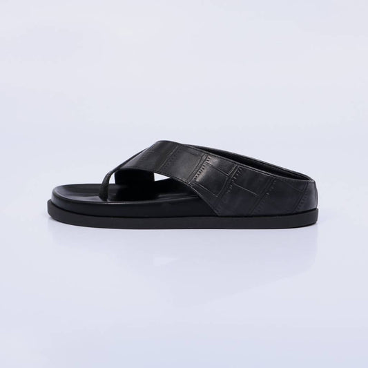 Bali – Chinelo Feminino Slide de Dedo Texturizado Preto