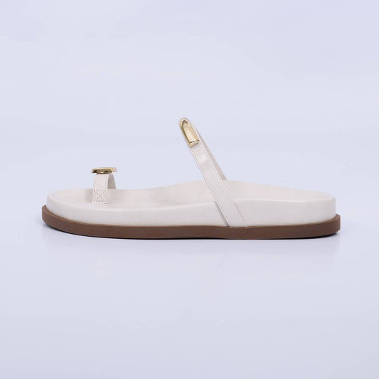 Aila – Papete Feminina de Dedo Aplicações Metálicas Off White