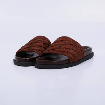 Moana – Papete Feminina Slide Tricot Trançado Rocha