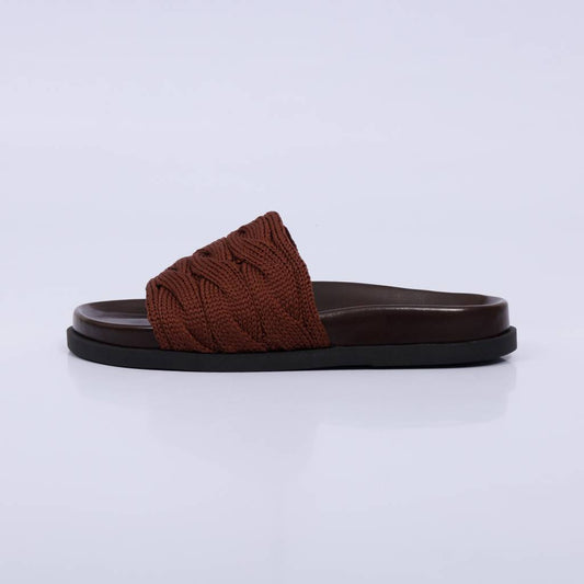 Moana – Papete Feminina Slide Tricot Trançado Rocha