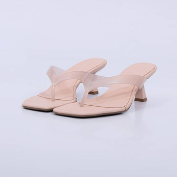 Carol – Tamanco Feminino de Dedo Vinil Salto Geométrico Rose