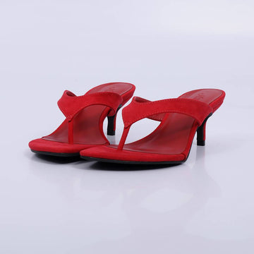 Tessa – Tamanco Feminino de Dedo Salto Baixo Vermelho