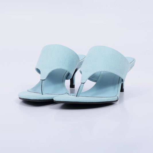 Milena – Tamanco Feminino de Dedo Salto Baixo Azul