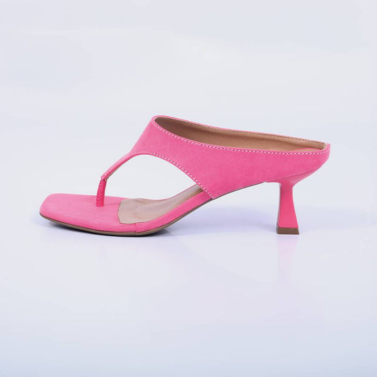 Capri – Tamanco Feminino Bico Quadrado Salto Geométrico Rosa