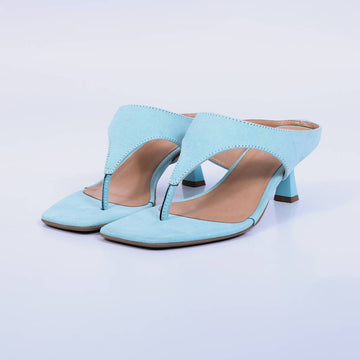 Capri – Tamanco Feminino Bico Quadrado Salto Geométrico Azul