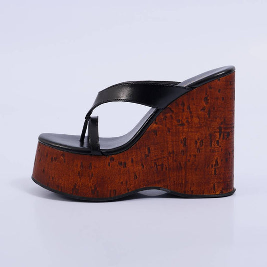 Taci – Tamanco Feminino Anabela Plataforma de Dedo Preto