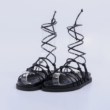 Maisa – Papete Feminina Tiras Metalizadas com Amarração Preto