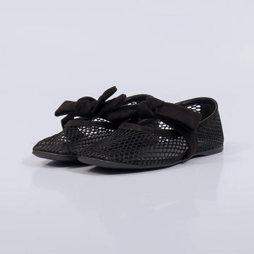 Meg – Sapatilha Feminina Tela Laço Bico Quadrado Preto