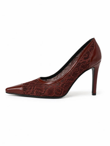 Bel – Scarpin Feminino Salto Fino Bico Fino Tela Rendada New Whisk