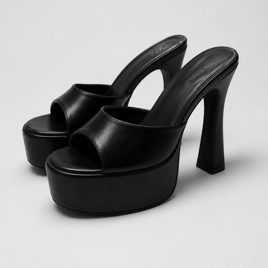 Liz – Tamanco Feminino Plataforma Salto Alto Meia Pata Preto