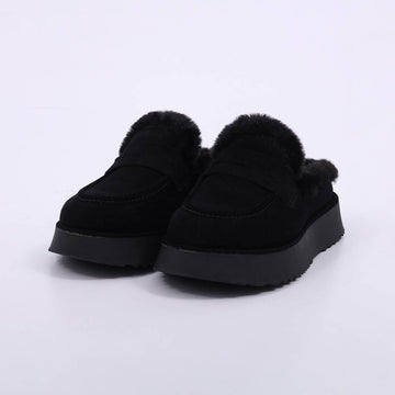 Cacau – Mule Feminino Flatforma Forrado Pelúcia Preto