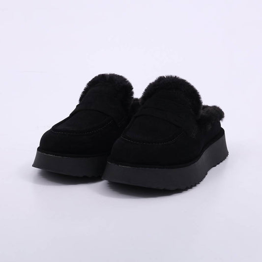 Cacau – Mule Feminino Flatforma Forrado Pelúcia Preto