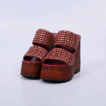 Iara – Tamanco Feminino Anabela Tiras Tramadas Malbec