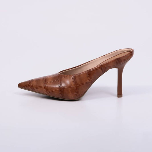 Liria - Mule Casual Feminino Salto Fino Bico Fino Caramelo