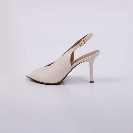 Scarlet – Slingback Feminino Salto Fino Aberto Off White