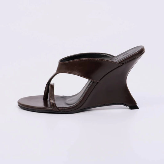 Stela - Tamanco Feminino Salto Anabela Marrom Escuro