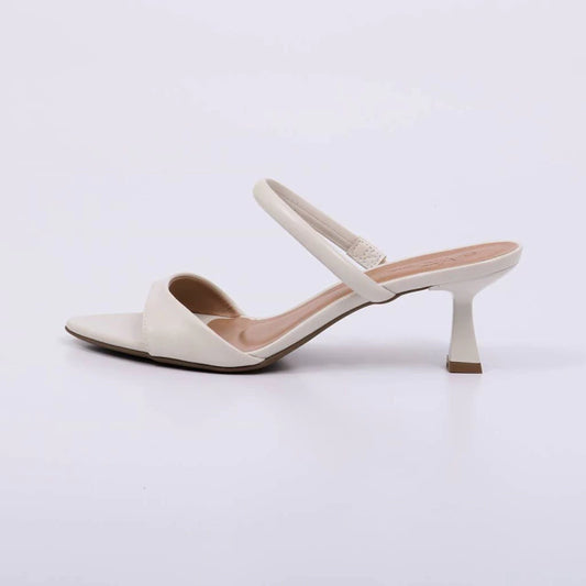 Jasmin - Tamanco Feminino Salto Alto Tiras Off-white