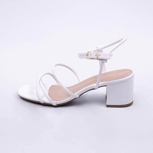 Irlanda - Sandália Feminina Tamanco Bico Redondo Fivela Branca