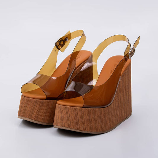 Ipanema - Tamanco Feminino Anabela Fivela Vinil Caramelo