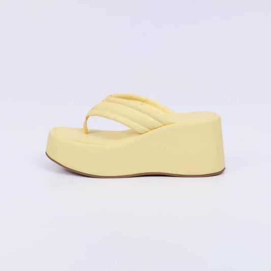 Jenna - Tamanco Feminino Plataforma Tira De Dedo Amarelo