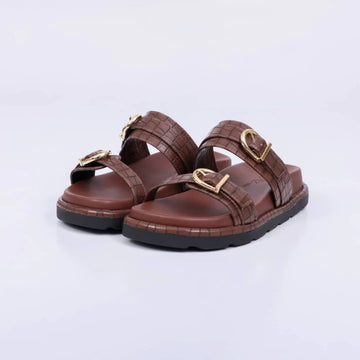 Malibu - Birken Feminina Anatômica Aplicação Marrom Cacau
