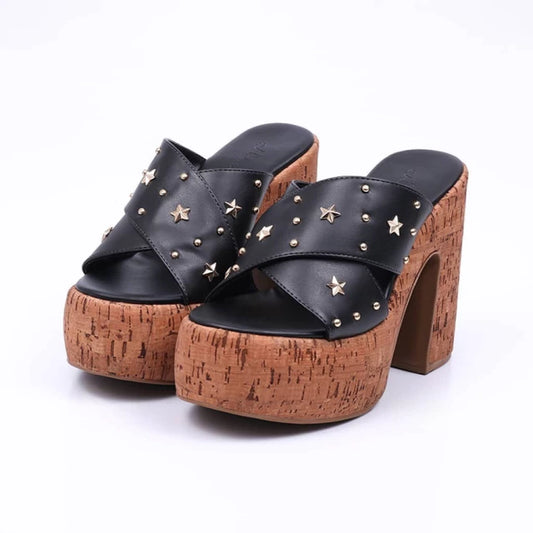 Geneva - Tamanco Feminina Plataforma Meia Pata Preto