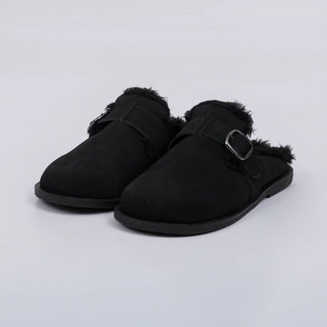 Firenze - Clog Feminino Peluciado Com Fivela Preto