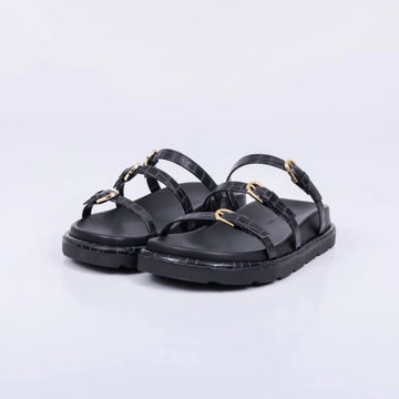 Duke - Papete Feminina Anatômica Bico Redondo Aplicação Preta