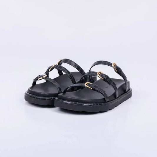 Duke - Papete Feminina Anatômica Bico Redondo Aplicação Preta