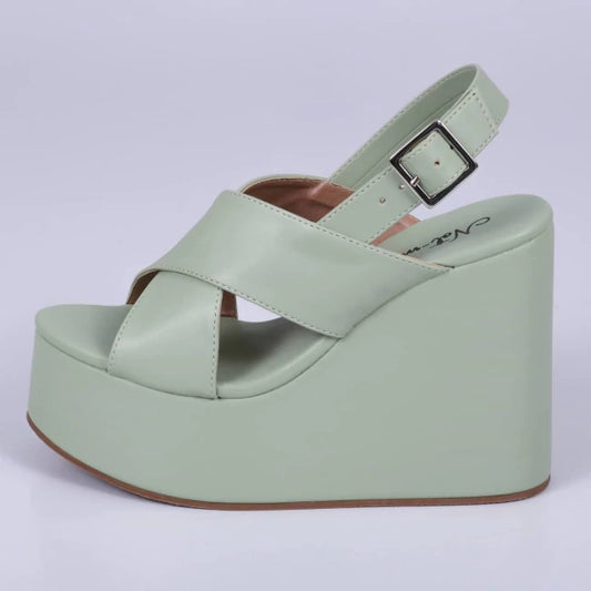 Atlanta - Sandália Feminina Anabela Plataforma Verde