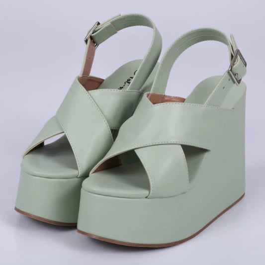 Atlanta - Sandália Feminina Anabela Plataforma Verde