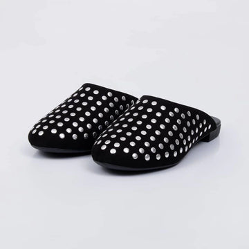 Sue - Clog Feminino Camurça Aplicação Preto