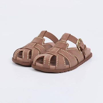 Fortaleza - Clog Feminina Anatômica Tachas Fivela Bege